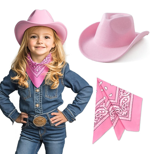 SeptCity Kids pink cowboy hat with adjustable strap for secure, comfortable playtime.