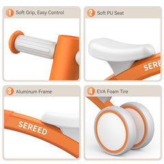 SEREED handlebars close-up with non-slip grip enhances control during learning sessions.