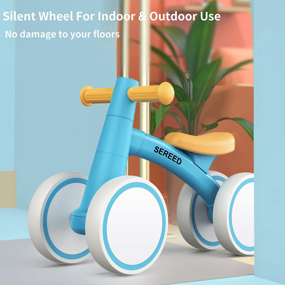 SEREED balance bike blue indoors use shows versatility