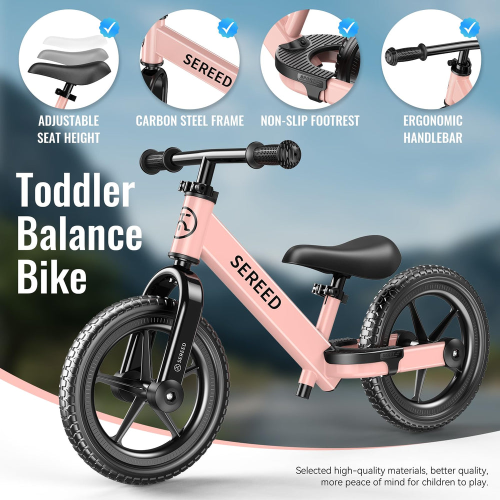 SEREED compact balance bike fits easily in a car trunk for outings.
