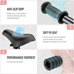 SEREED handlebar height adjustable from 19.6 to 22.5 inches for comfort.