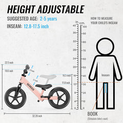 SEREED balance bike handlebars adjusted easily for comfortable steering.