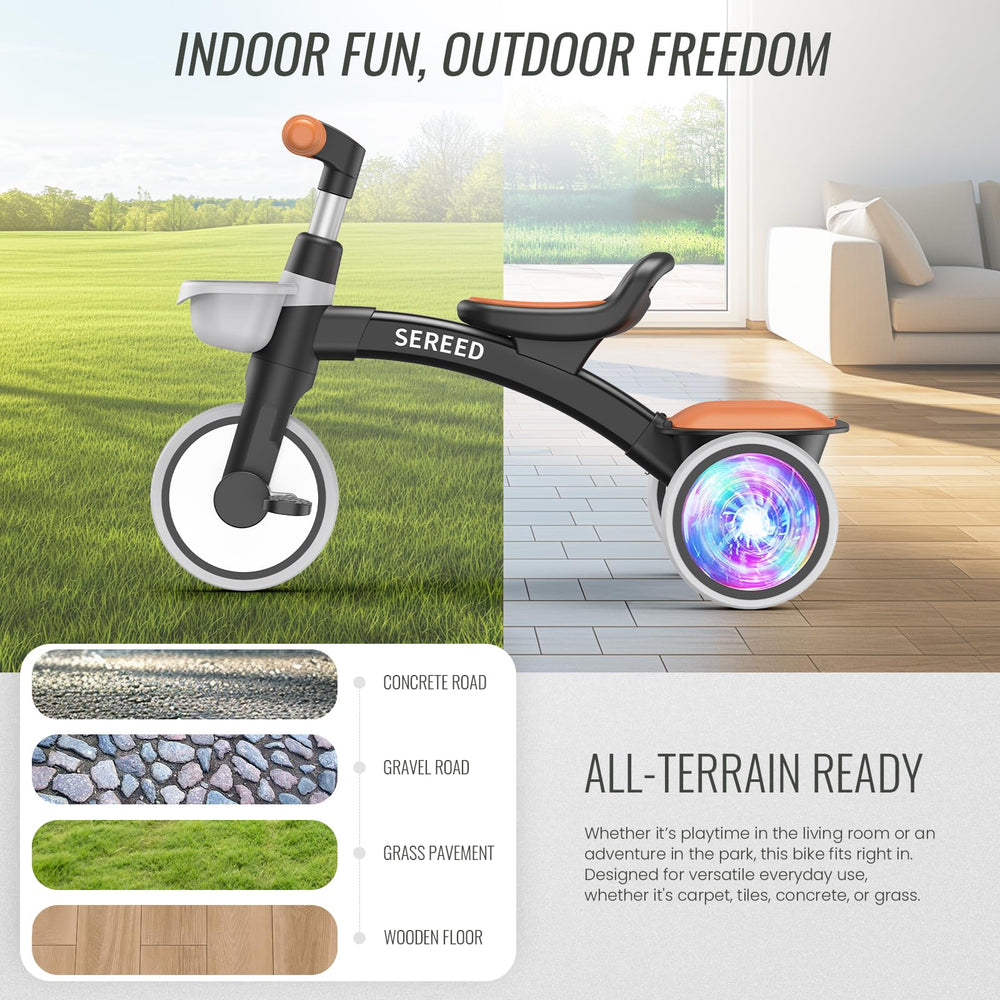 SEREED black tricycle suitable for indoor and outdoor use