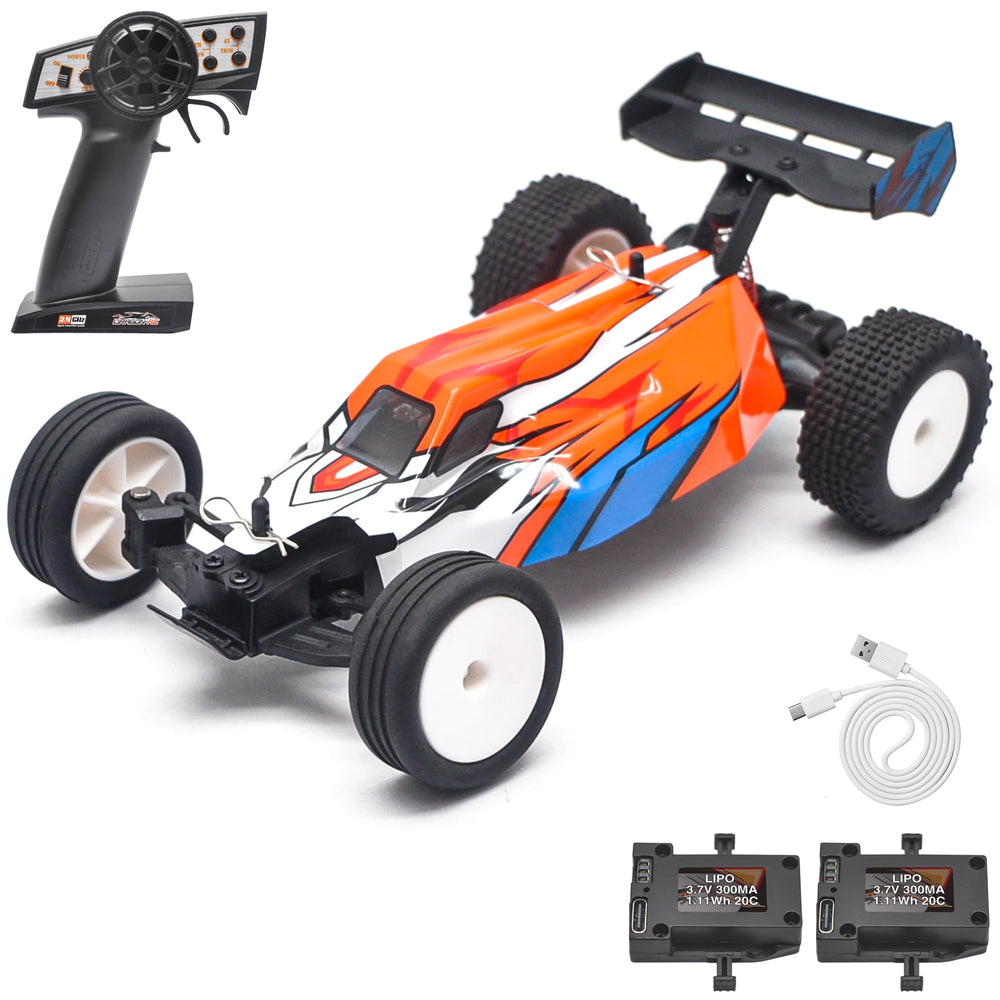 Serpent Mini Spyder RTR with off-road wheels for better grip on varied surfaces.