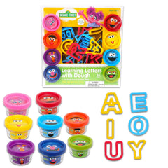Sesame Street dough play set with 28 molds for creative shapes and alphabet learning.
