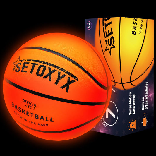 SETOXYX Glow in the Dark Basketball lights on contact for exciting outdoor play after sunset