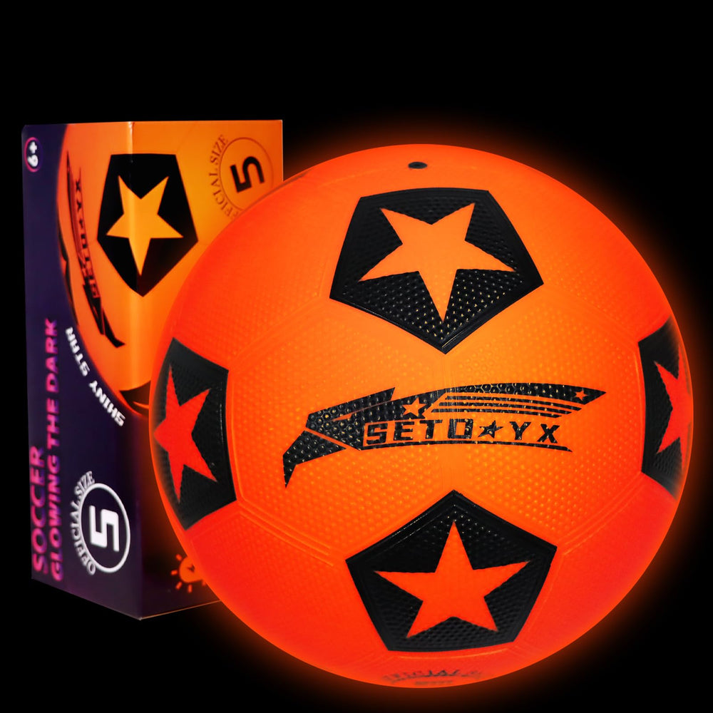 SETOXYX Light Up Soccer Ball glows on the field for clear nighttime play.