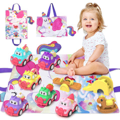 Seveclotree toddler cars on a playmat for imaginative play