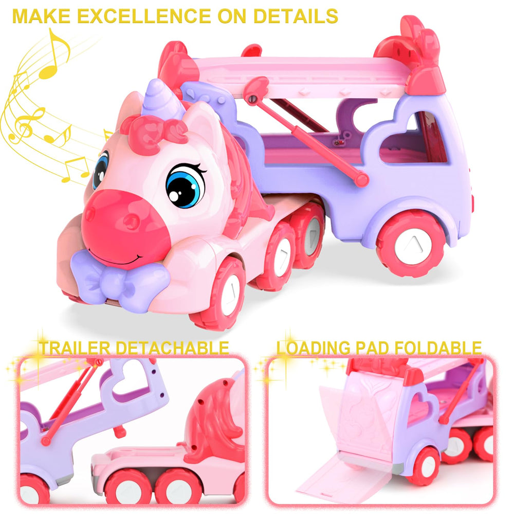 Seveclotree unicorn head button activates vibrant lights and cheerful sounds.
