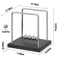 SEVNPRIME 5-bead Newton's cradle side view reveals kinetic transfer and satisfying symmetry on your desk.