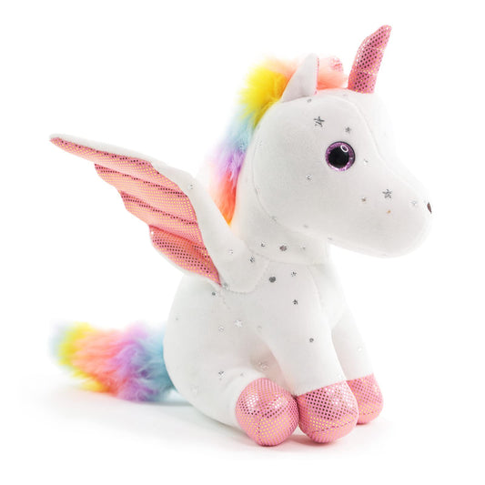 Sew Butiful unicorn plush with a shimmering horn and cozy bedtime comfort.