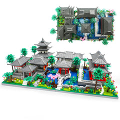 Seyaom Micro Mini Suzhou garden bricks with LED glow for a stunning desk display