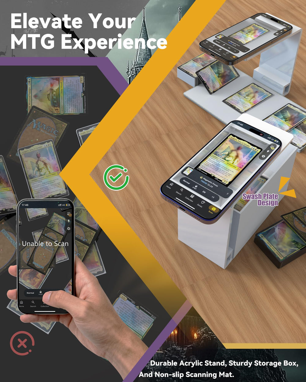 SFAED Card Scanner Stand phone holder aligns camera for precise recognition.