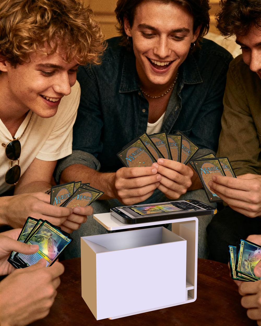 SFAED Card Scanner Stand works with ManaBox app for rapid scanning.