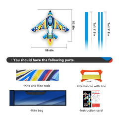 SGftre blue fighter-plane kite, vibrant design for outdoor fun