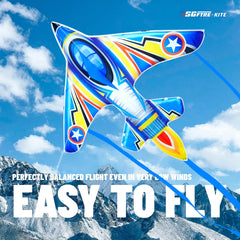 SGftre blue kite with durable fiberglass frame for long-lasting flights