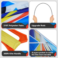 SGftre blue plane kite, easy to fly with included handle and line