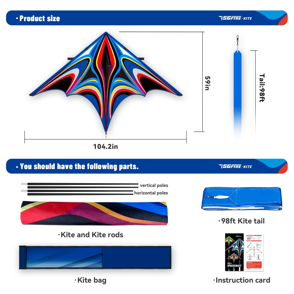 SGftre Delta Kite classic delta design blue delivers stable flights.