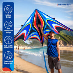 SGftre Delta Kite triangle power blue enables steady, long flights outdoors.