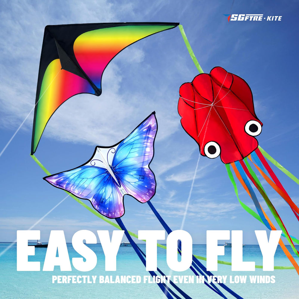 SGftre three-piece kite set easy setup and carefree flying.