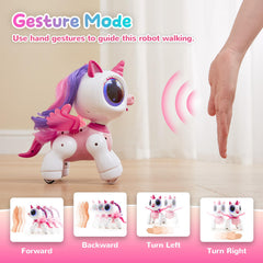SGILE pink unicorn robot in Program Mode with move options