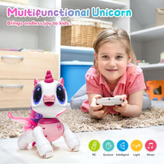 SGILE pink unicorn RC robot with remote for precise steering and fun