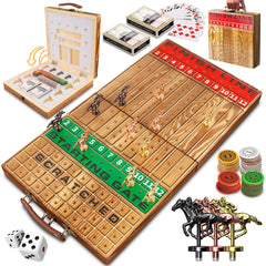 SGJHUI horse race board assembled, showcasing durable solid wood construction for family play