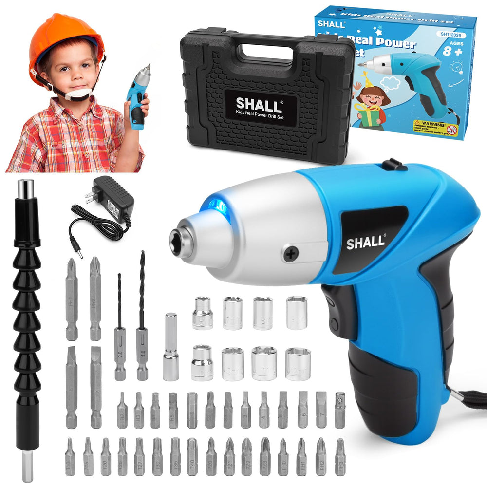 SHALL kids cordless drill with carrying case for organized DIY projects