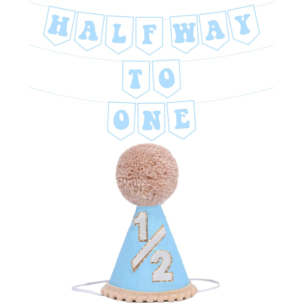 Shanmorine blue half birthday hat adds charming boy's milestone decor for photos