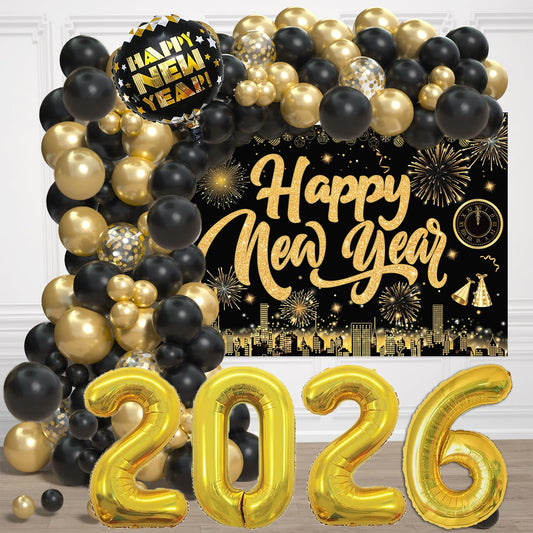 Shanmorine New Year's Balloon Arch Kit creates a dramatic party backdrop.