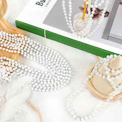 SHAOQINLIN white patriotic bead necklaces, 33 inches for Independence Day events.