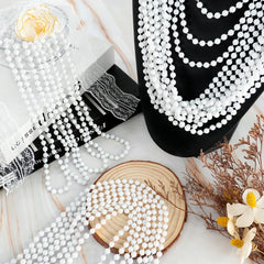 SHAOQINLIN Christmas white bead necklaces, 33-inch length adds festive flair.