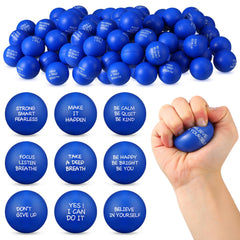 Shappy blue inspirational stress ball with quote promotes calm focus during breaks.