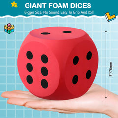 Shappy foam dice 3 inch green close-up highlighting bright color and easy roll