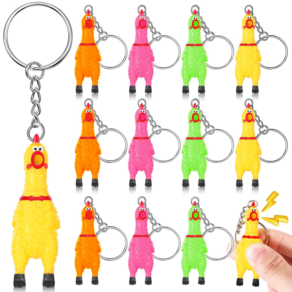 Shappy mini rubber chicken keychain yellow pack, ideal for party favors and everyday keys.
