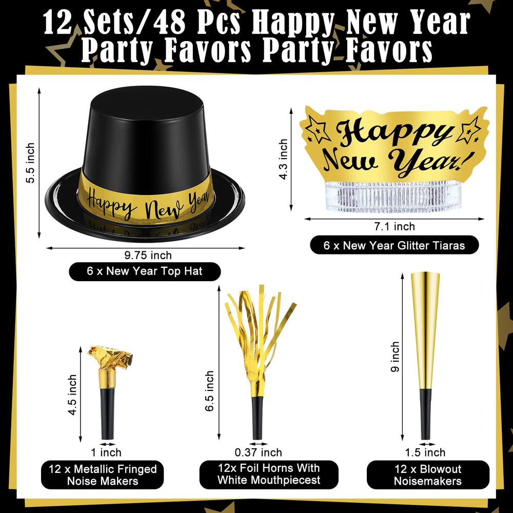 Shappy Happy New Year tiara in black and gold enhances party glamour
