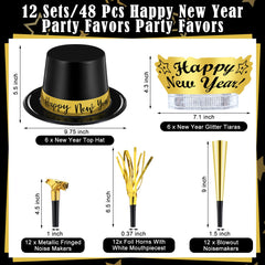 Shappy Happy New Year tiara in black and gold enhances party glamour