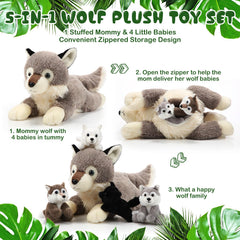 Shappy Wolf Family Set 16-inch mommy wolf for bedtime companionship