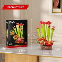 SHAREHB Carnivorous Plant Set wood-textured-pot with roots for tropical rainforest vibes