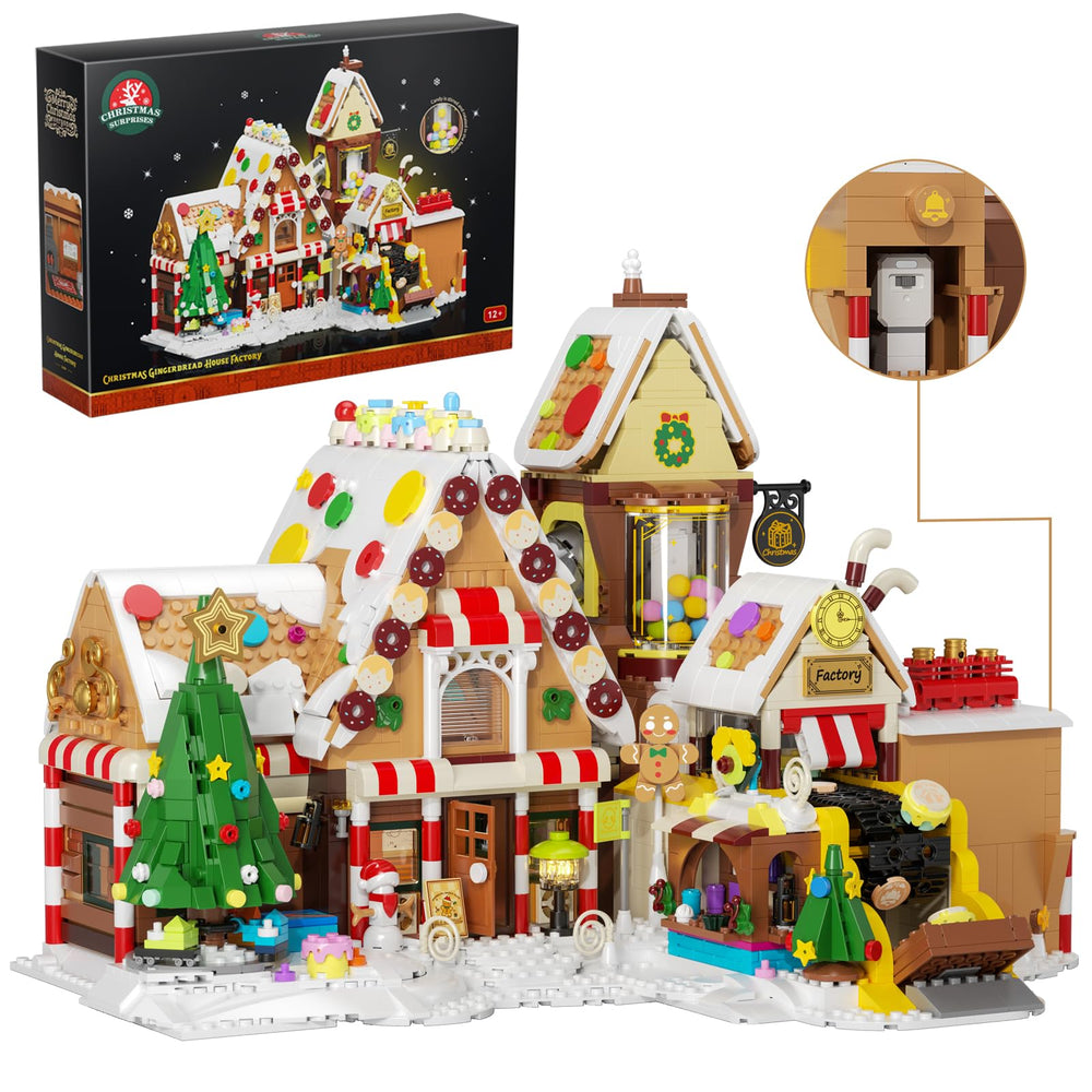 SHAREHB Christmas Gingerbread House Factory on display with candy details and festive charm.