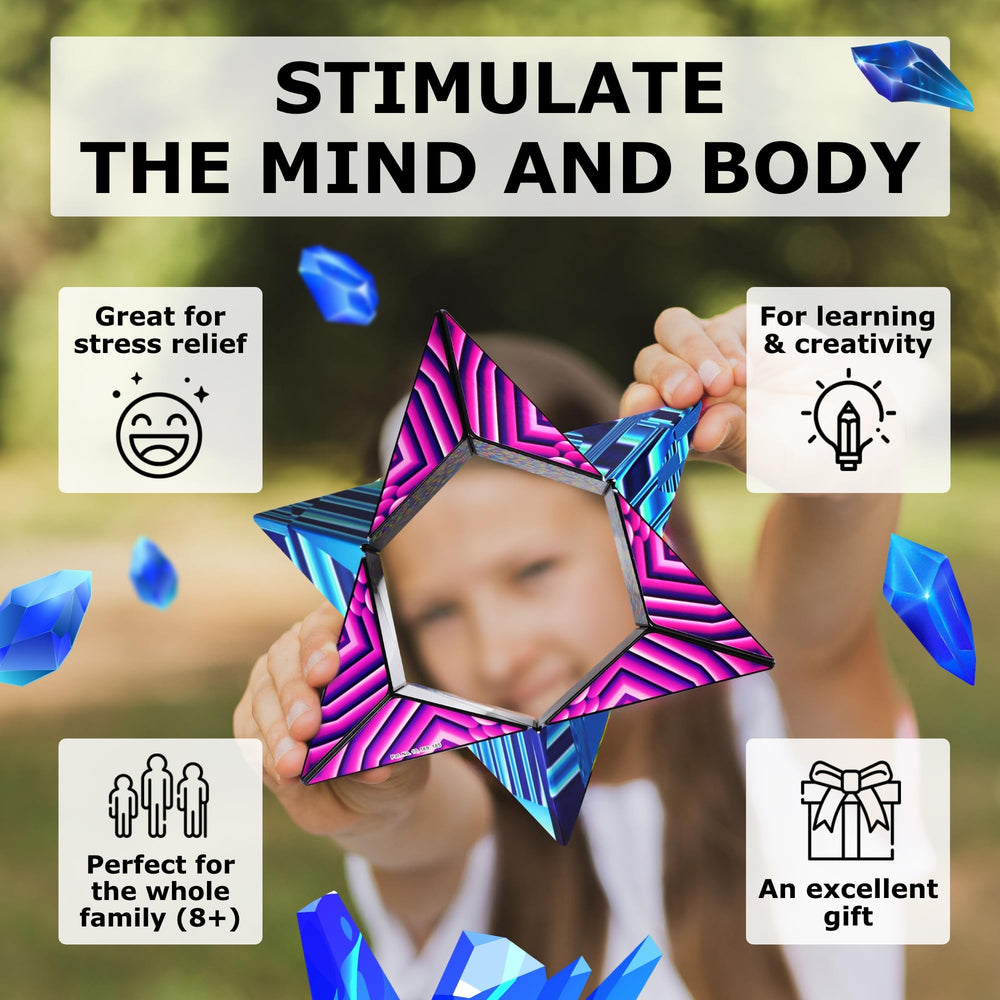 Shashibo Blue Crystal transforming cube shows multiple shapes in action