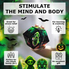 Shashibo Ghastly Jack patterns showcase vibrant artwork for visual stimulation.