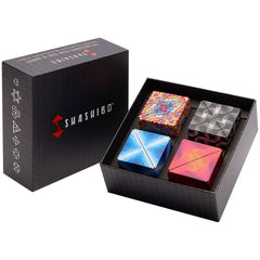 Shashibo gift box of 4 with shape-shifting cubes for engaging sensory play.