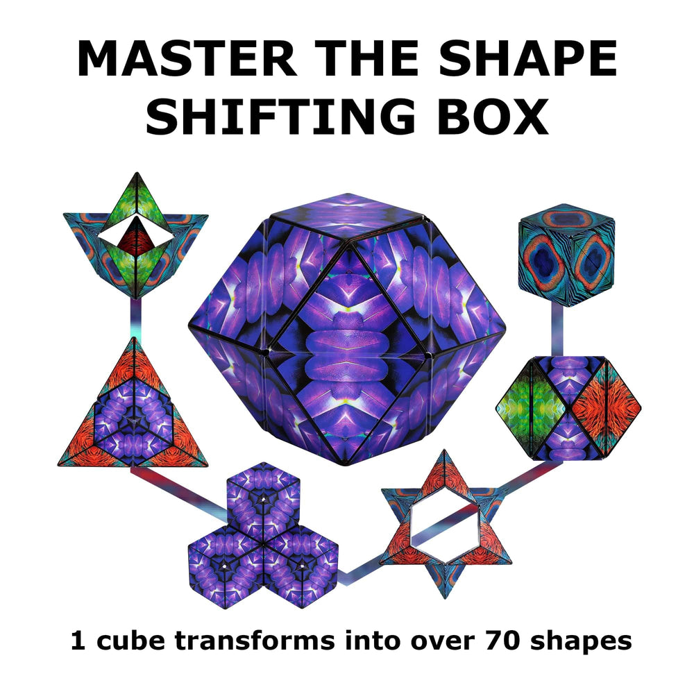 Shashibo interlocking-cubes demonstrating buildable magnetic structures.