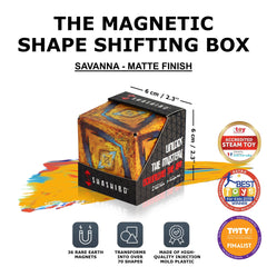Shashibo magnetic cubes connected into larger sculptures for creative STEM exploration.