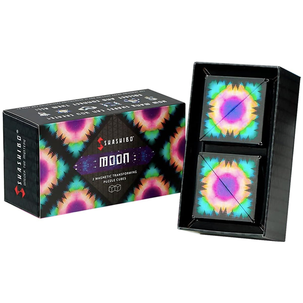 Shashibo Moon 2-Pack magnet cubes reveal 36 magnets enabling shape shifting.