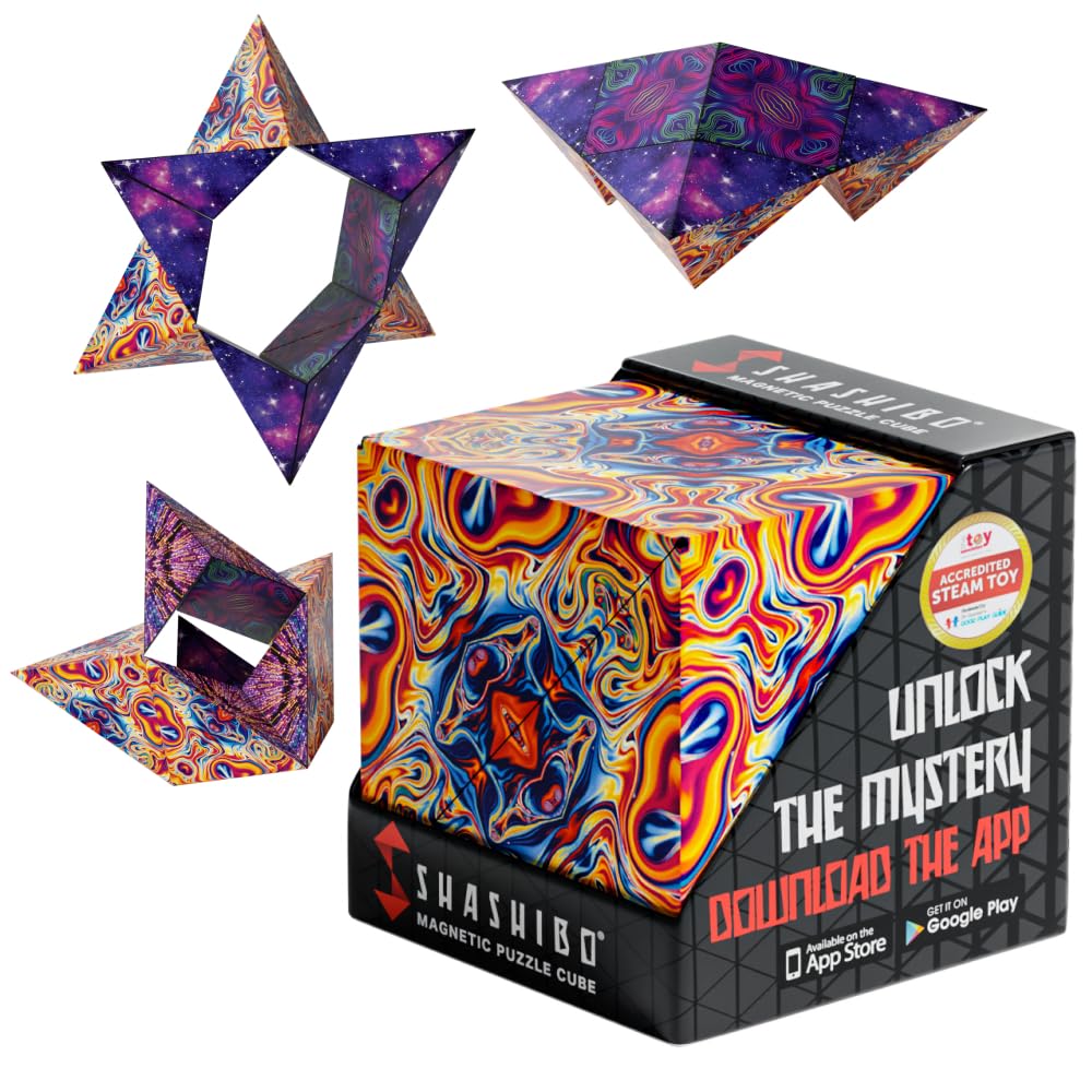 Shashibo Shape Shifting Box closed for quiet, portable focus during travel.