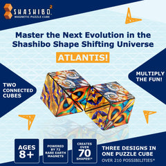 Shashibo Squared transforming shapes demonstrating magnetic versatility for focus and tactile play.