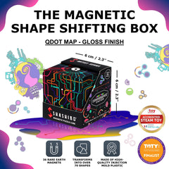 Shashibo transforms into 100 shapes, illustrating versatile play possibilities.
