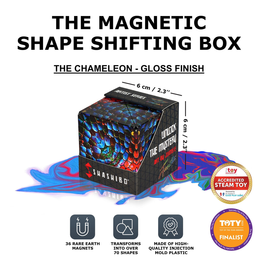 Shashibo ultra-strong magnets let you connect cubes into bigger structures.
